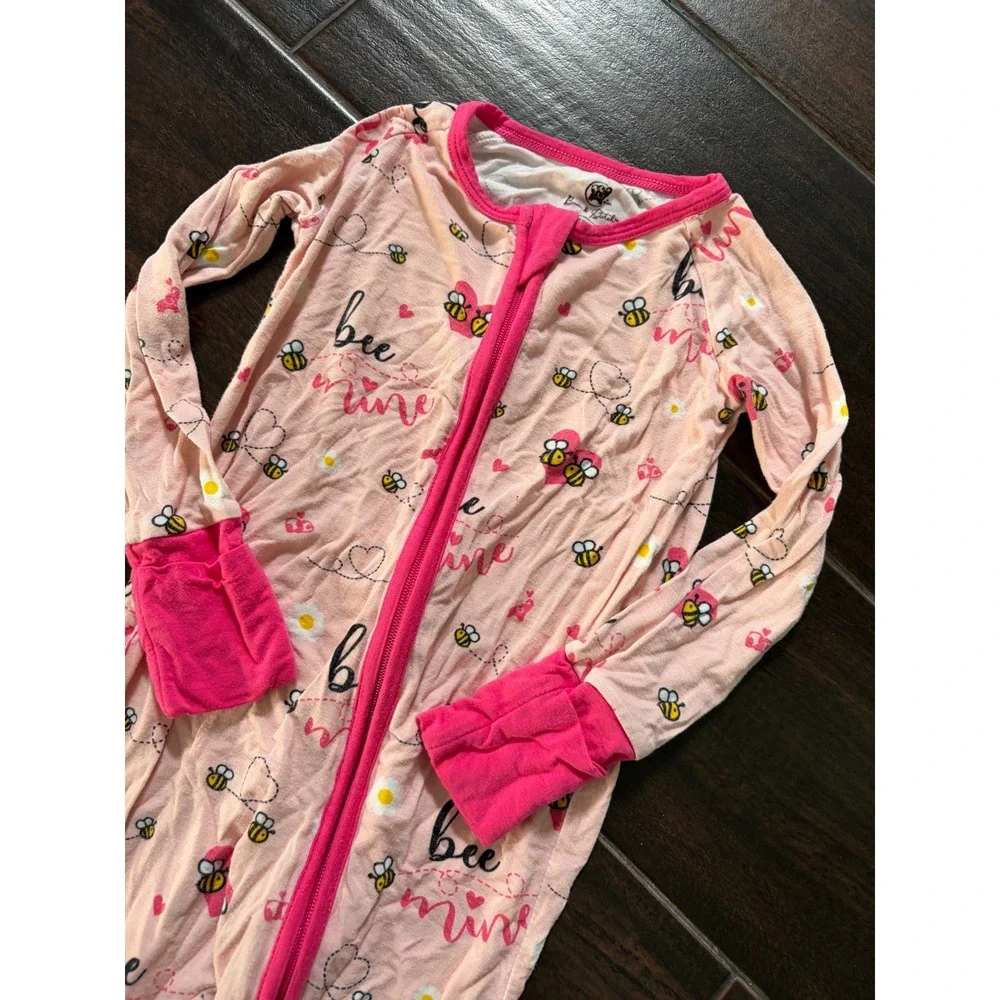 Bam & Stitch Bee Mine Bamboo Viscose Zipper Sleeper Pink 12-18 Months