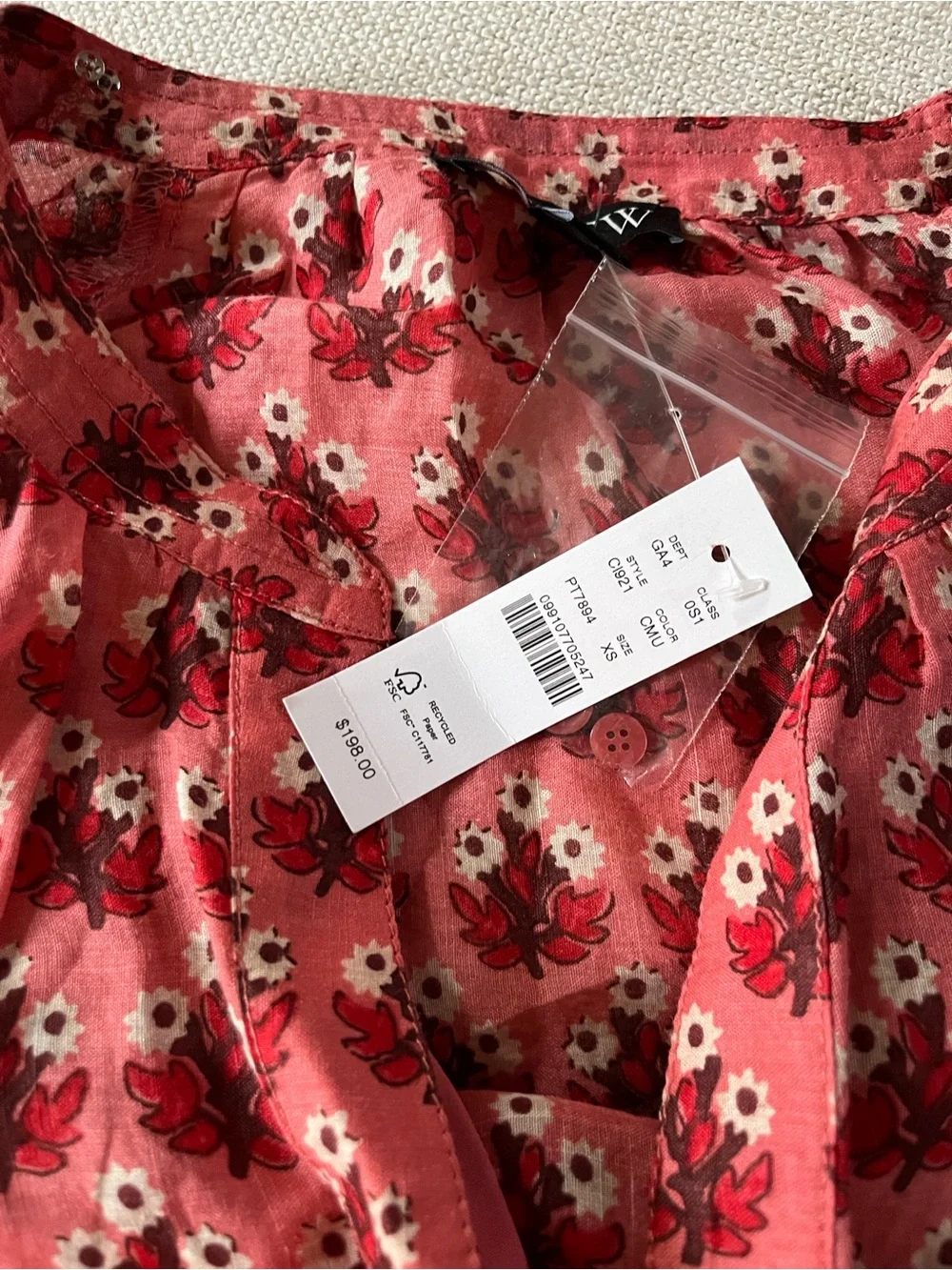 Women's Pink Patterned Long-Sleeve Wrap Dress