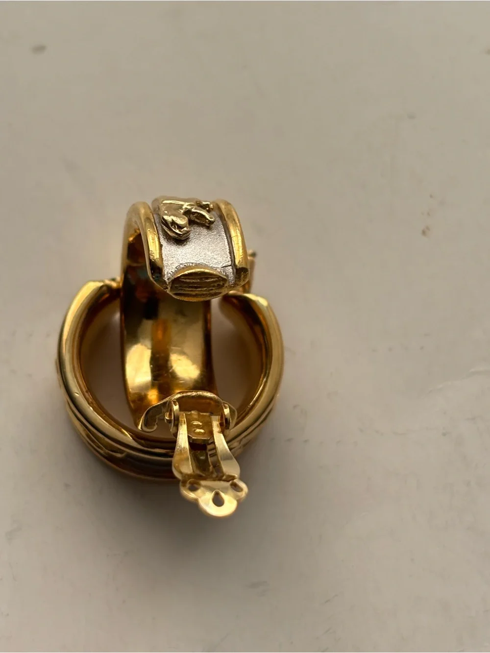 Gold & Silver look panther clip earrings