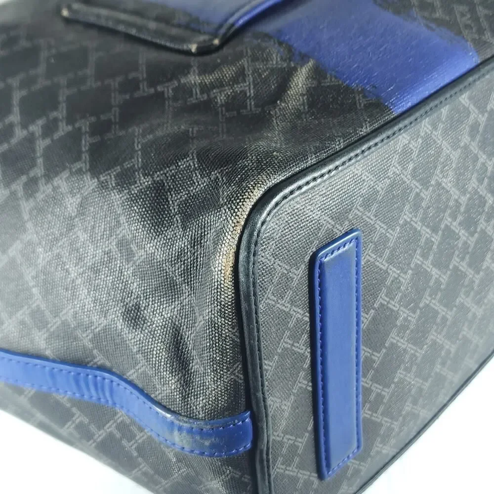 Tumi Everyday Women's Black Blue Leather Canvas Large Travel Caryall Tote Bag