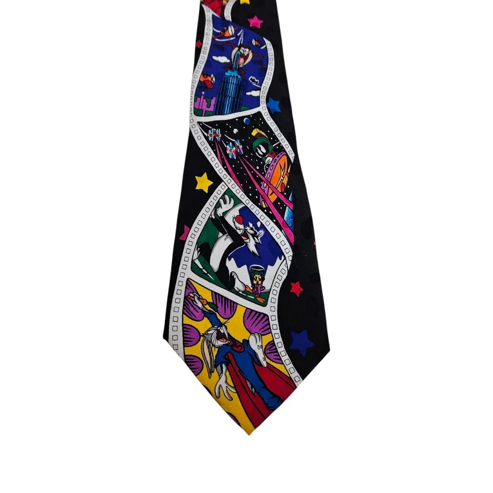 Vintage Looney Tune Mania Tie Necktie Silk Hand Made Warner Bros