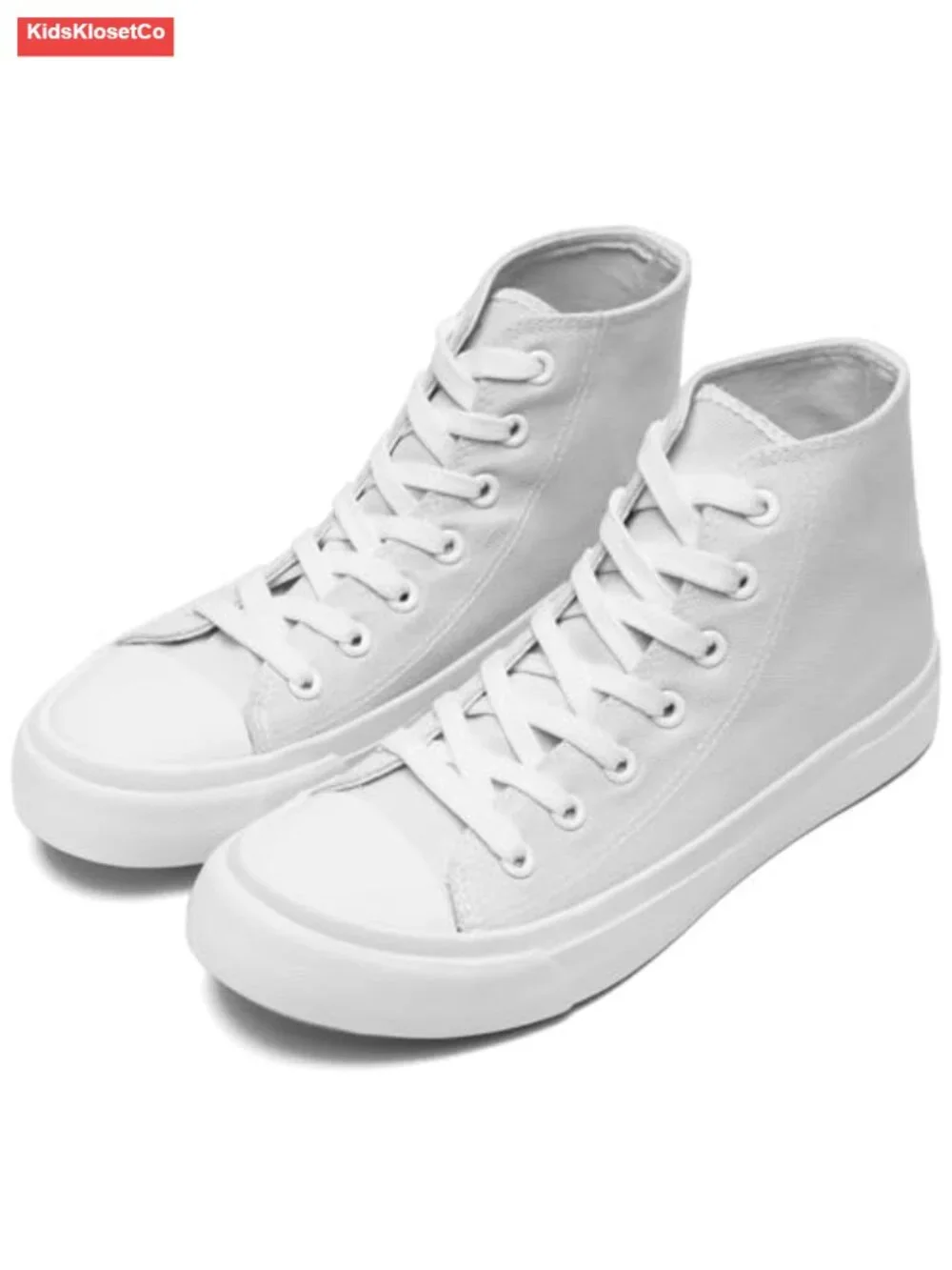 Kids Canvas High Top Sneakers Lace Up Casual Shoes Non-Slip Rubber Sole