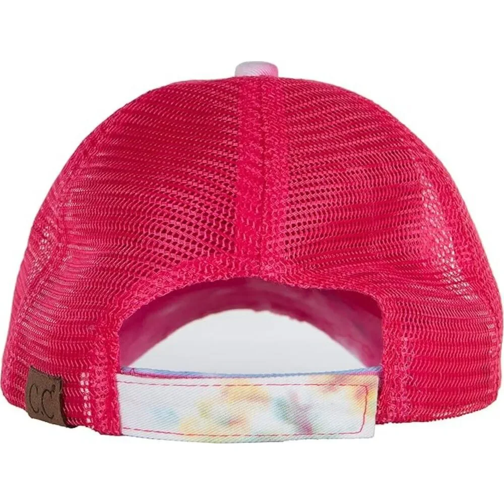 Women's Hot Pink Tie Dye Mix Adjustable Size Classic Comfortable Baseball Cap