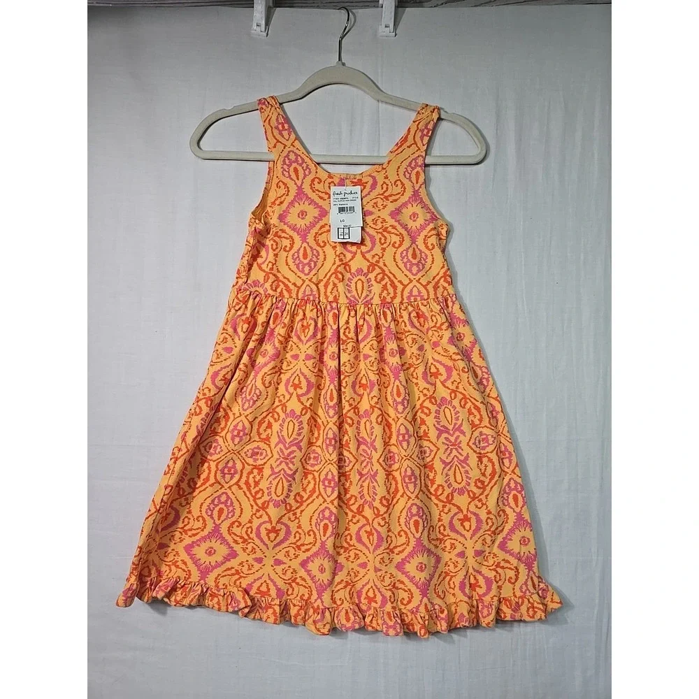 NWT Fresh Produce Girl's Size Large (6/7) Orange Tank Dress Ruffle‎ Papaya USA