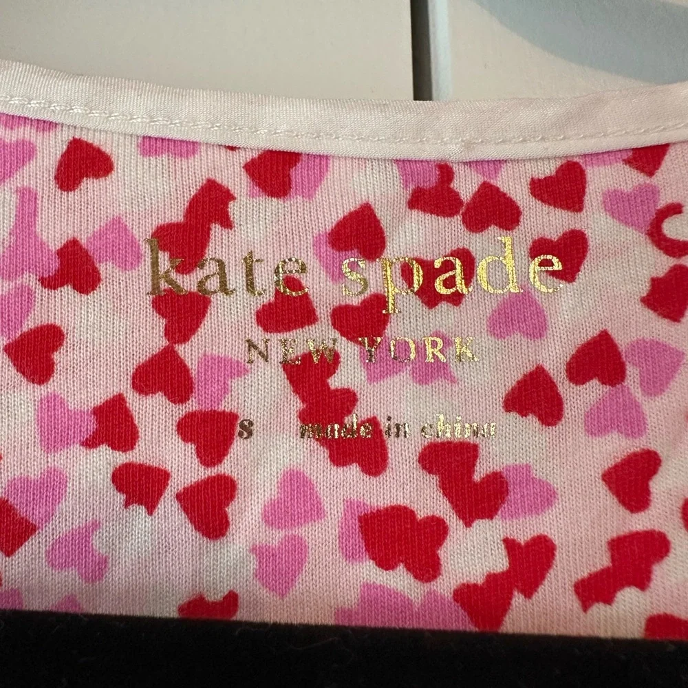 Kate Spade Confetti Heart Sleep Shirt Short Sleeve V-neck Multicolor Size Small