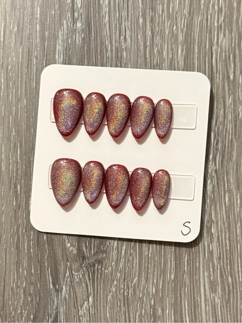Holographic Brown Gold Press-On Nails Set