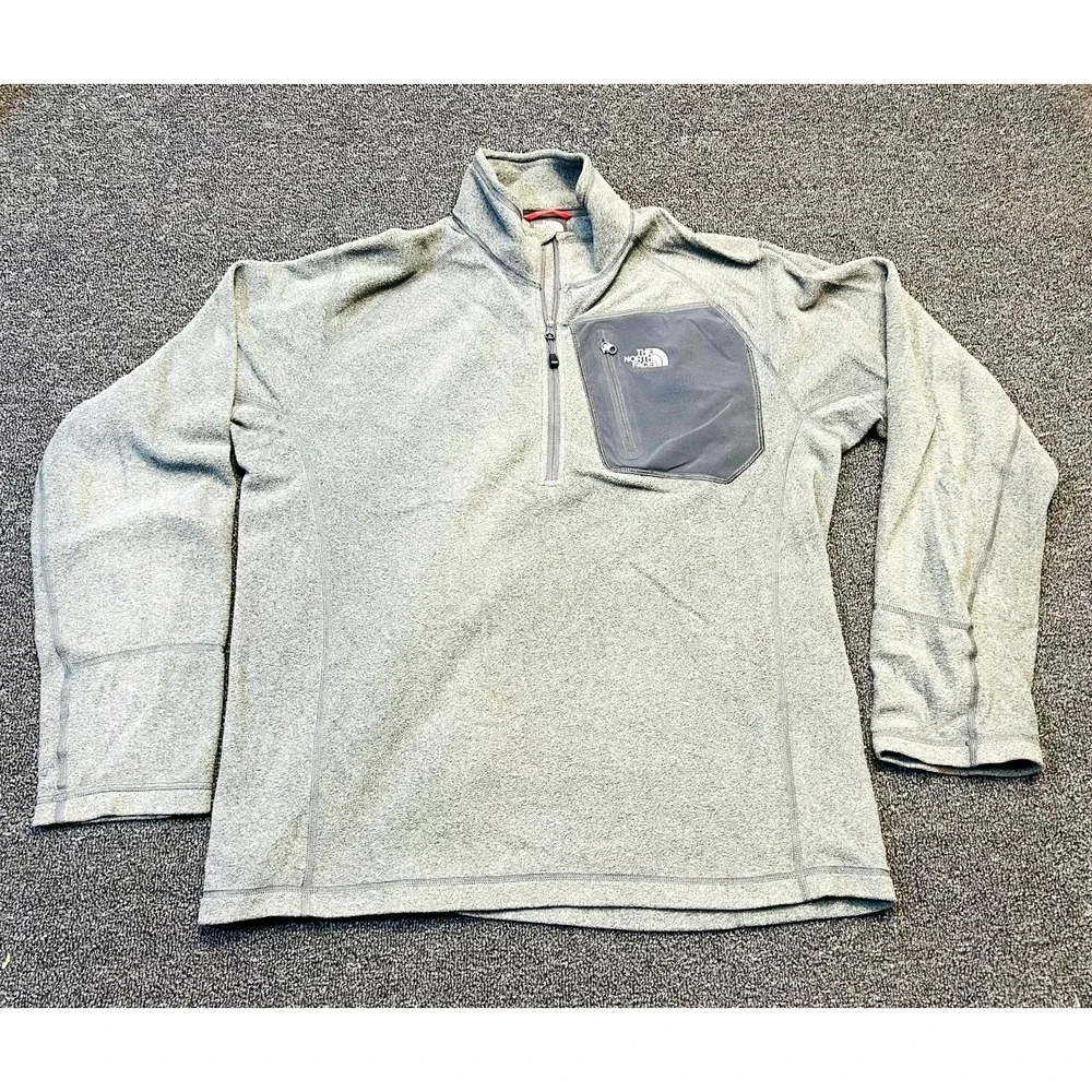 The North Face Sweatshirt Mens Medium Gray Fleece Performance 1/4 Zip Pullover