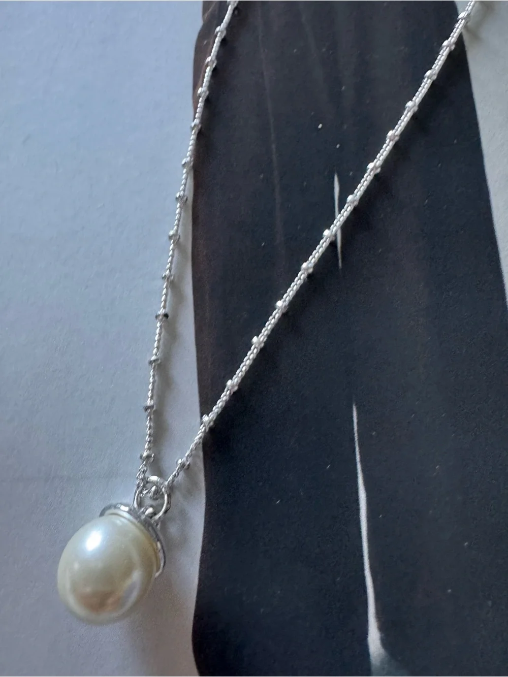Sterling Silver Pearl Pendant Necklace - Cream Pearl