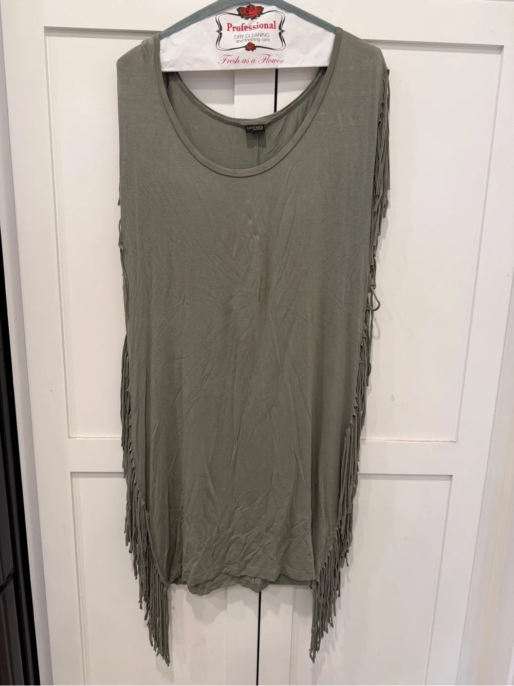 Lascana for Venus Fringed Sleeveless Dress/Cover - Sage Green