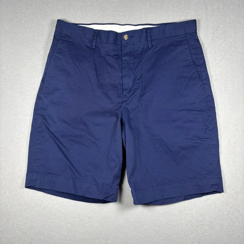Polo Ralph Lauren Mens Chino Shorts Size 34 Navy Blue Stretch Classic Fit Flat