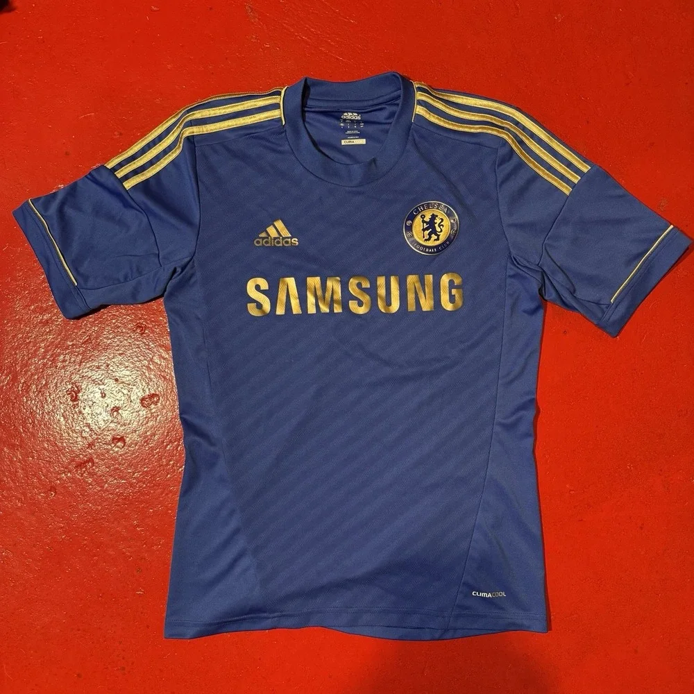CHELSEA FC 2012/2013 HOME FOOTBALL SOCCER SHIRT JERSEY BLUE ADIDAS ADULT S GOLD