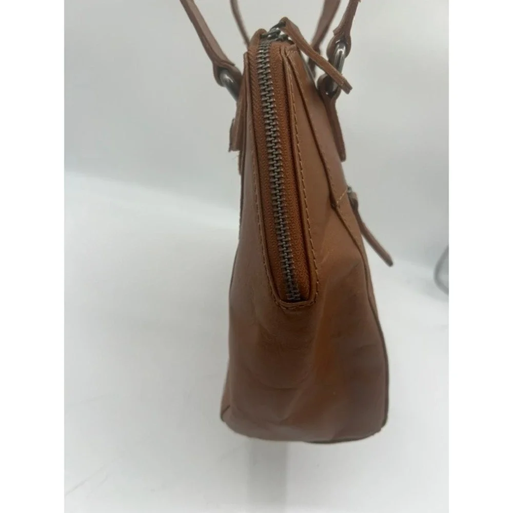 Spikes & Sparrow Shoulder Bag Women Medium Cognac Brown Good Leather Zip Satchel