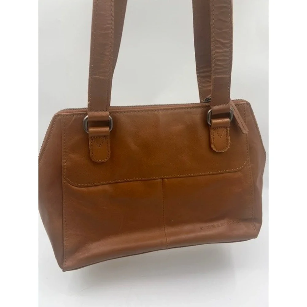 Spikes & Sparrow Shoulder Bag Women Medium Cognac Brown Good Leather Zip Satchel