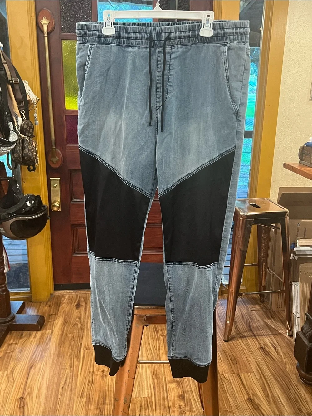 True Religion Two-Tone Light Gray and Black Relaxed Jogger Jeans
