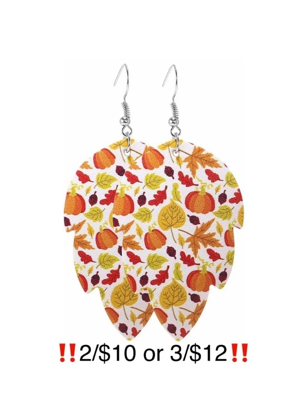 Leaf Earrings Faux Leather Dangling Pumpkin Autumn Leaves Earrings Orange Yellow
