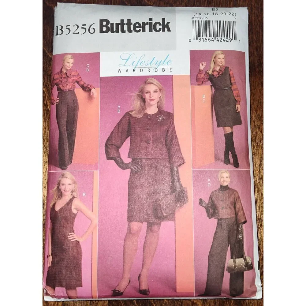Butterick Pattern B5256 Life Wardrobe Dresses Coat Top Pants Size 14-22 UNCUT