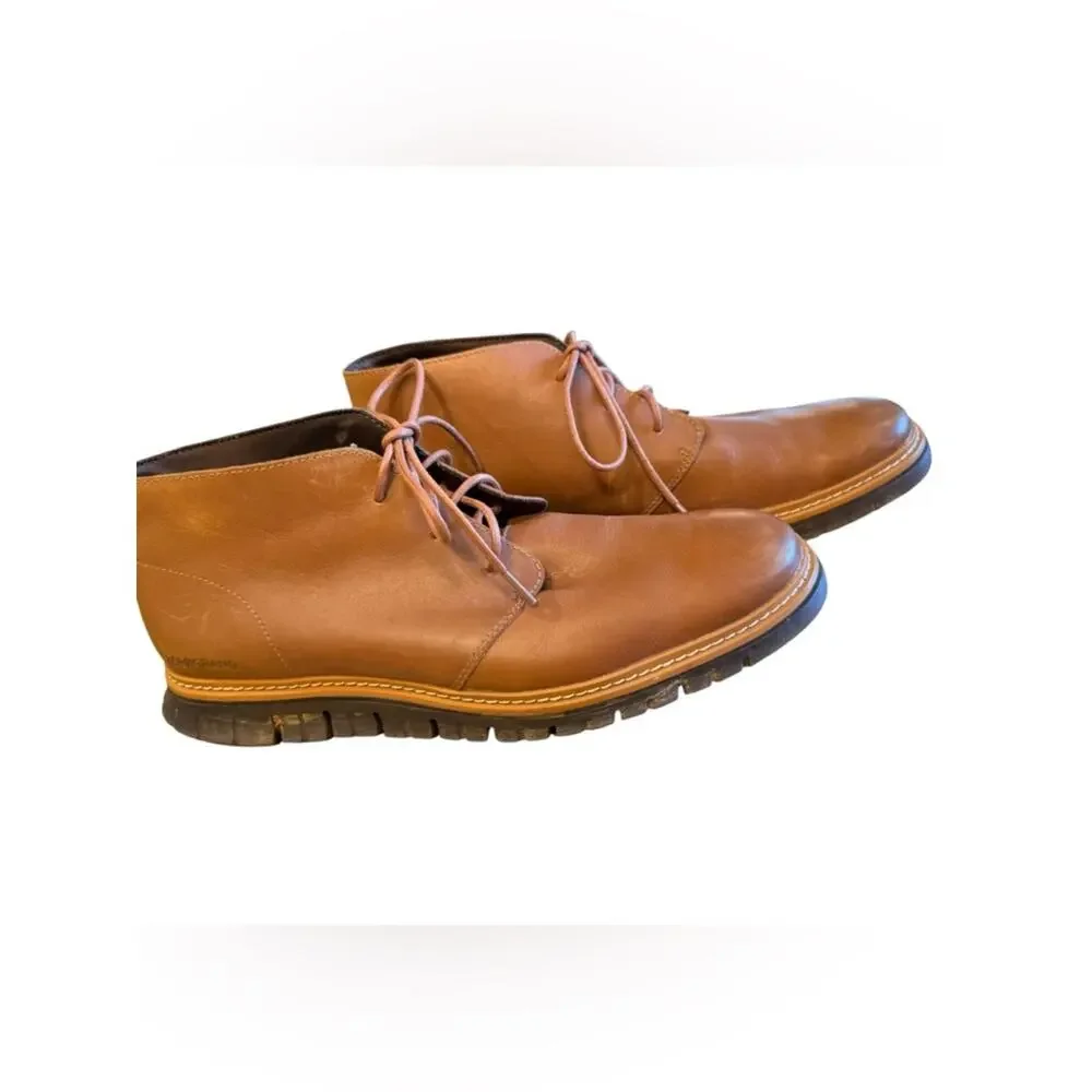 Cole Haan Men's Size 11.5 Rust Brown Leather Chukka Boots - Classic Lace-Up