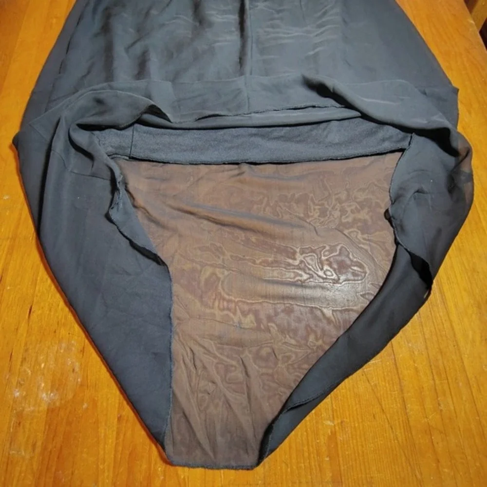 Women Black‎ Sheer High Low Hem Elastic Waist Skirt 2X flowy dark goth vamp