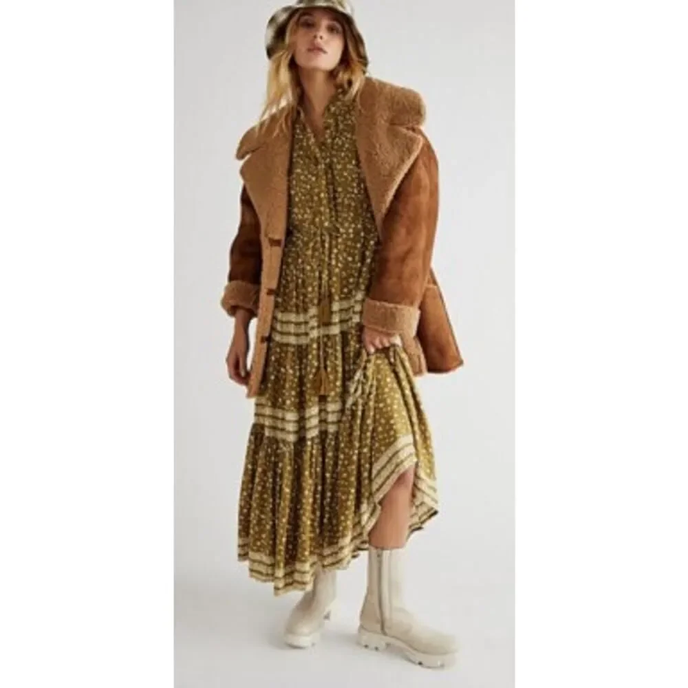 NWOT Free People Rare Feelings Tiered Printed Maxi Dress Women's Sz. XS