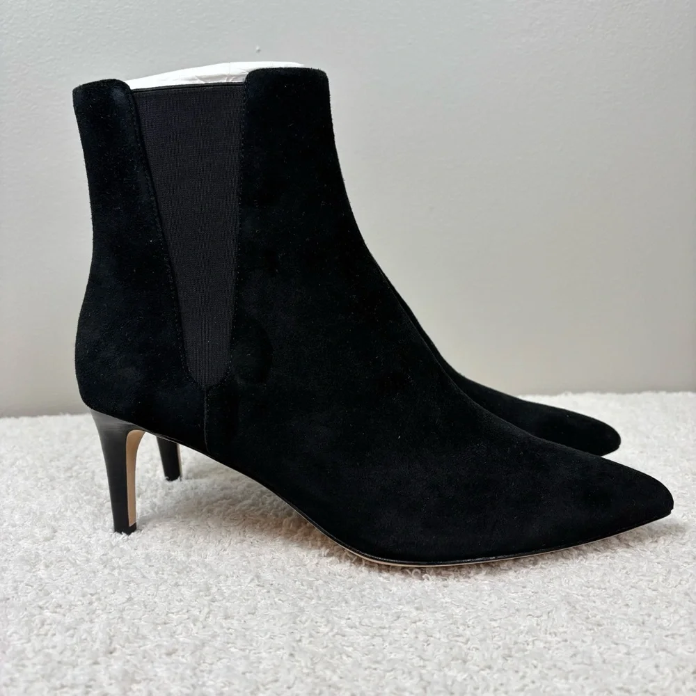 Joie Boots 39.5‎ (9.5) black Ralti Suede Leather Ankle Heeled Pull On Bootie