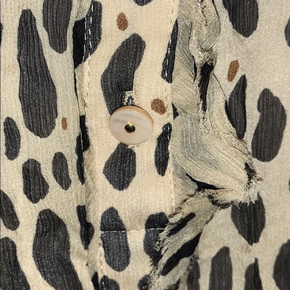 J Crew 2 Silk Natasha Wildcat Leopard Blouse Ruffle Sleeveless