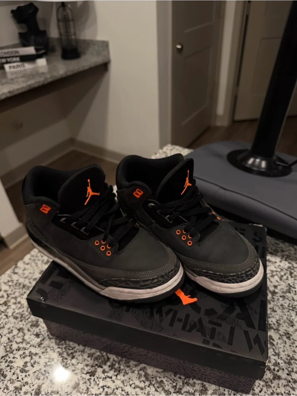Jordan Retro Sneakers in Black and Orange Accents