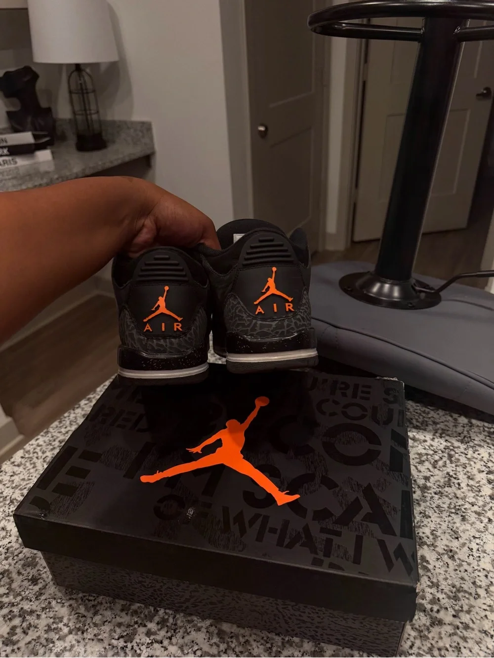 Jordan Retro Sneakers in Black and Orange Accents