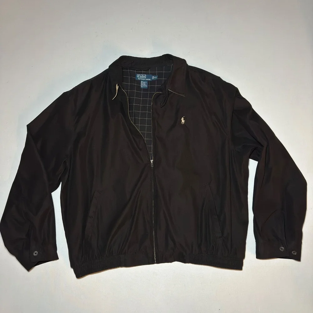 90s Ralph Lauren Harrington Jacket XXL 2 Extra Large Black Plaid Bi Swing Preppy