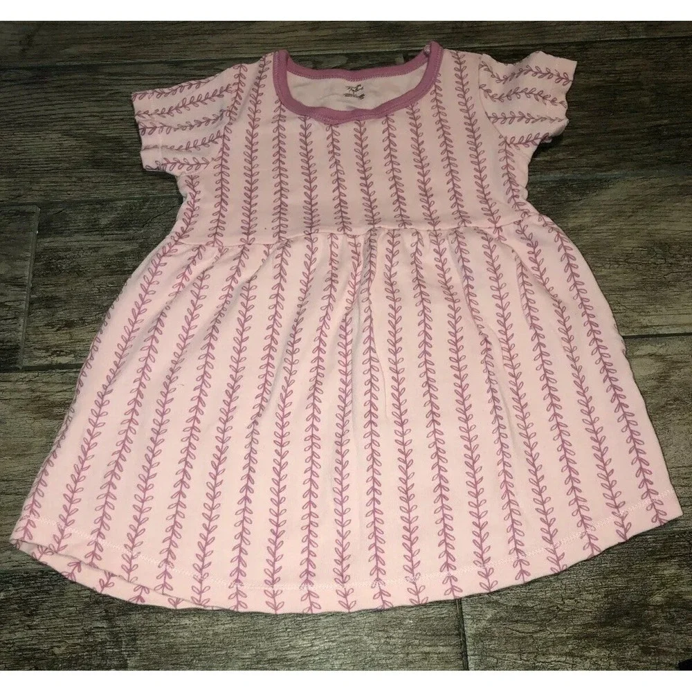 Touched by Nature girls Sz 4T 4 Toddler Pink‎ Organic Cotton Dress Short Sleeve