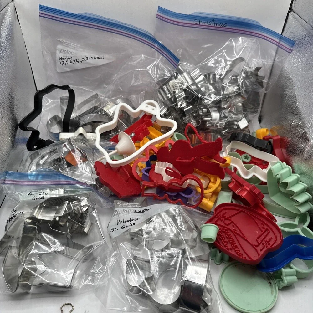 Large Lot of Aluminum Cookie Biscuit Cutters All Occasions Stamps Fondant Scroll