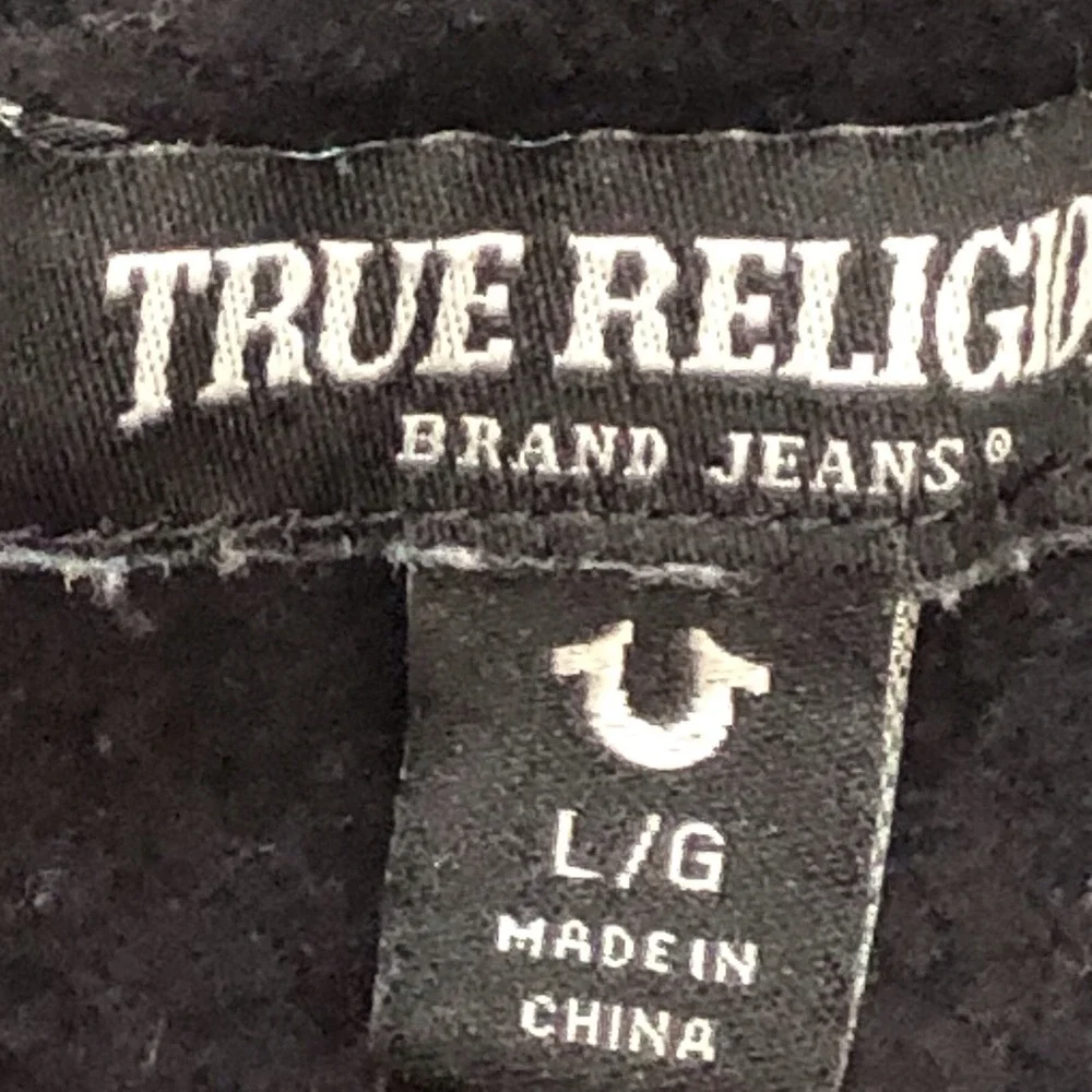 True Religion Buddha‎ Hoodie Men's Large Black Full Zip Graphic Streetwear Y2K