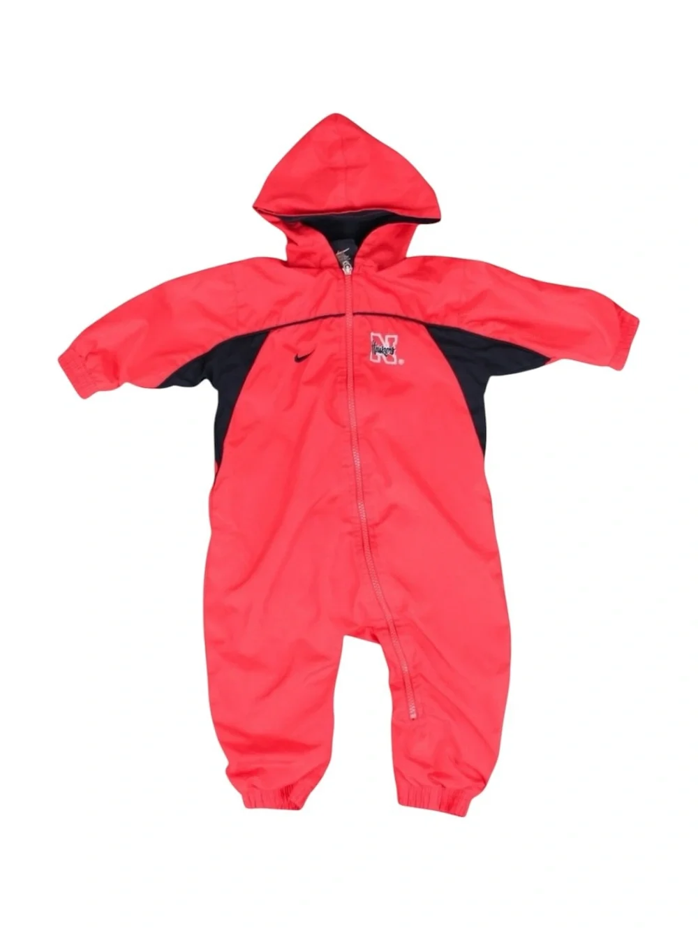 Vintage Nike Team Nebraska Huskers Baby Hooded Windbreaker Suit Red Black‎ 18M