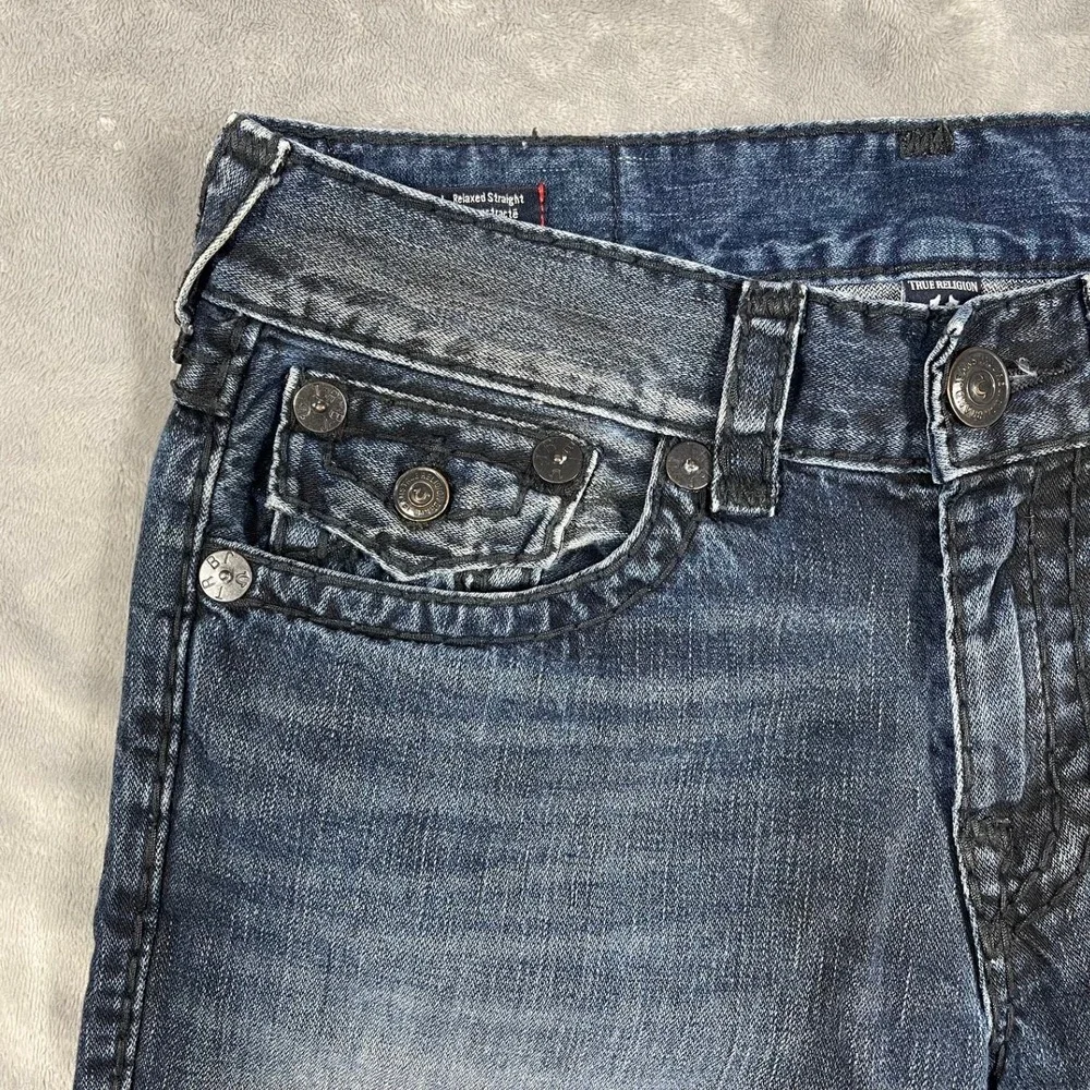 True Religion Ricky Relaxed Straight Jeans‎ Mens Blue Denim Size 32