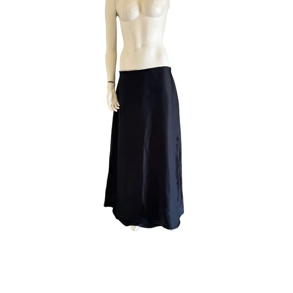 Fiesta jet black sheen shimmer iridescent maxi long A-line full skirt black 90s