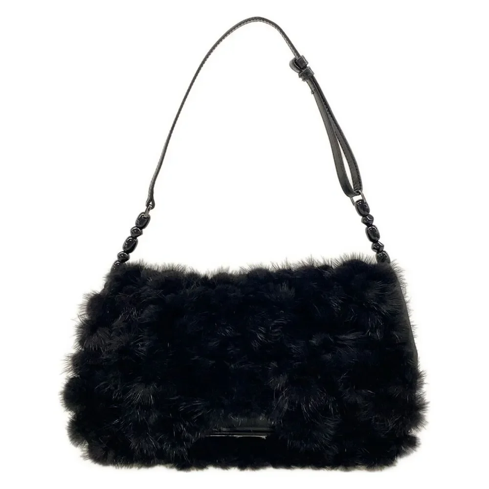 Christian Dior Maris Pearl Shoulder Bag Fur Nylon Leather