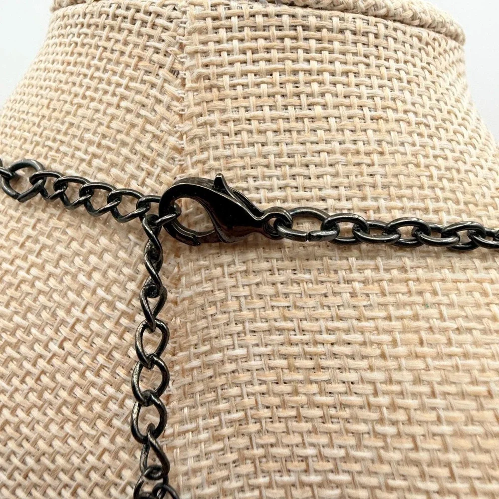 Vintage Y2K‎ Gunmetal Tone Bib Necklace Statement Boho Women's Classic Jewelry