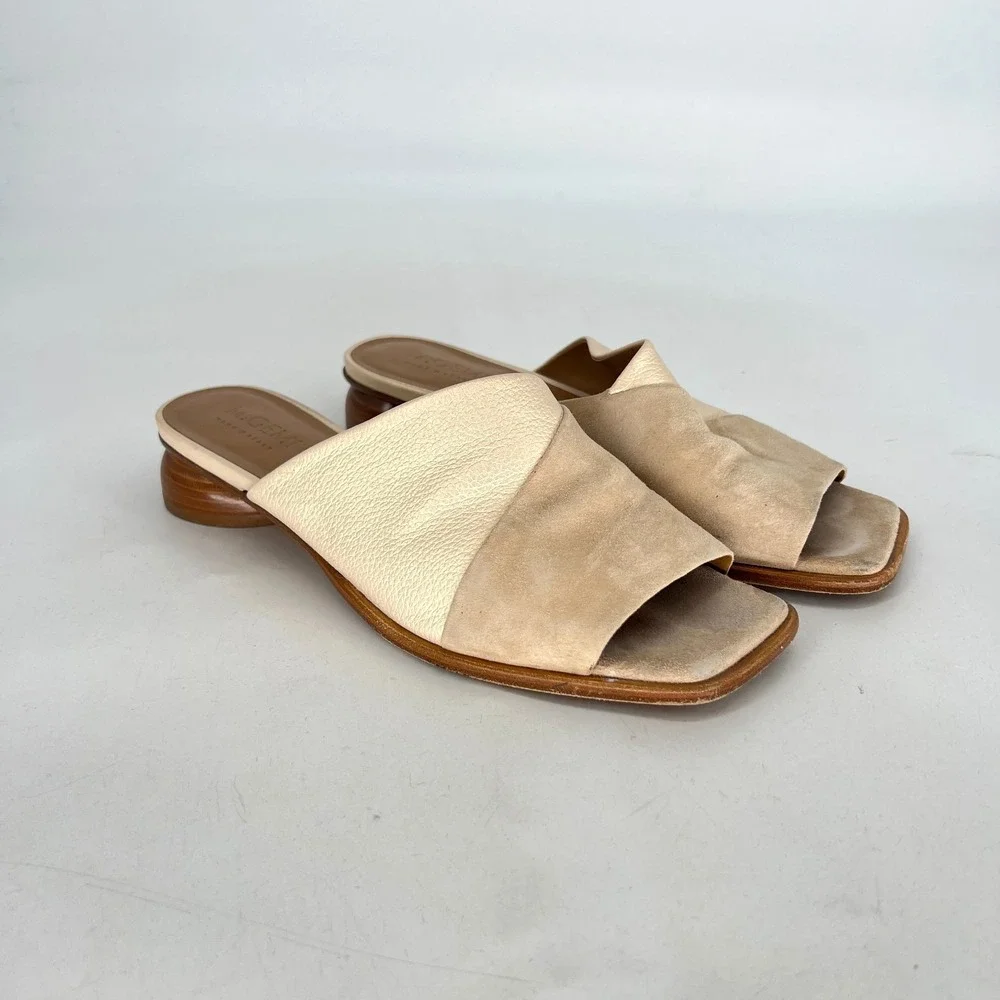 M‎ Gemi Sandal Womens 8.5 / IT 39 Leather Neutral Slides Slip On Classic Simple