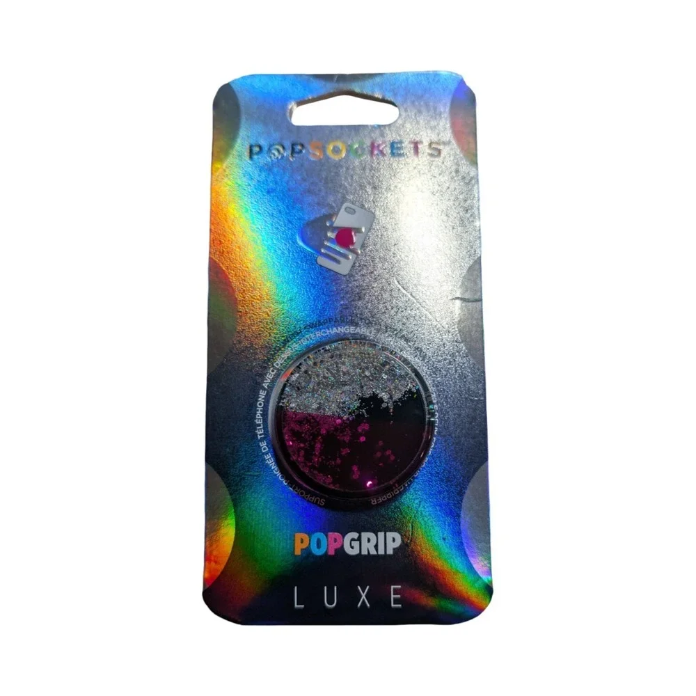 T5-N PopSockets: PopGrip with Swappable Top‎ for Phones - Block Glitter Pink