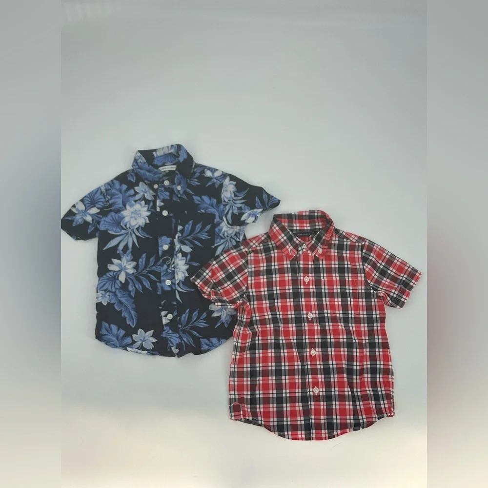 Janie and Jack Bundle Of 2T -Madres Plaid Red Shirt/Tropical Blue‎ Floral Poplin