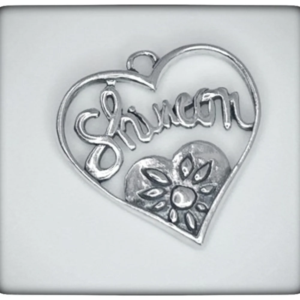 Sterling Silver Heart and Flower Charm with a Name