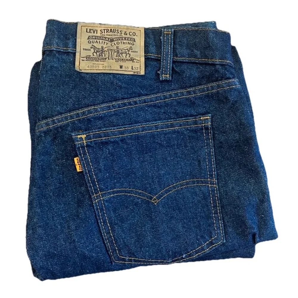 Vintage Levi's 505 Orange Tab Jeans 38x32 Dark Wash USA Made 10-5 Oct 1985 80s
