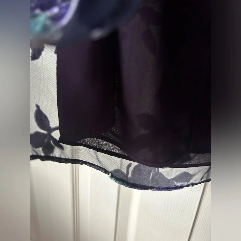 NWT Liz Claiborne Vintage Dark Purple Sheer Floral Shift Dress - 4P