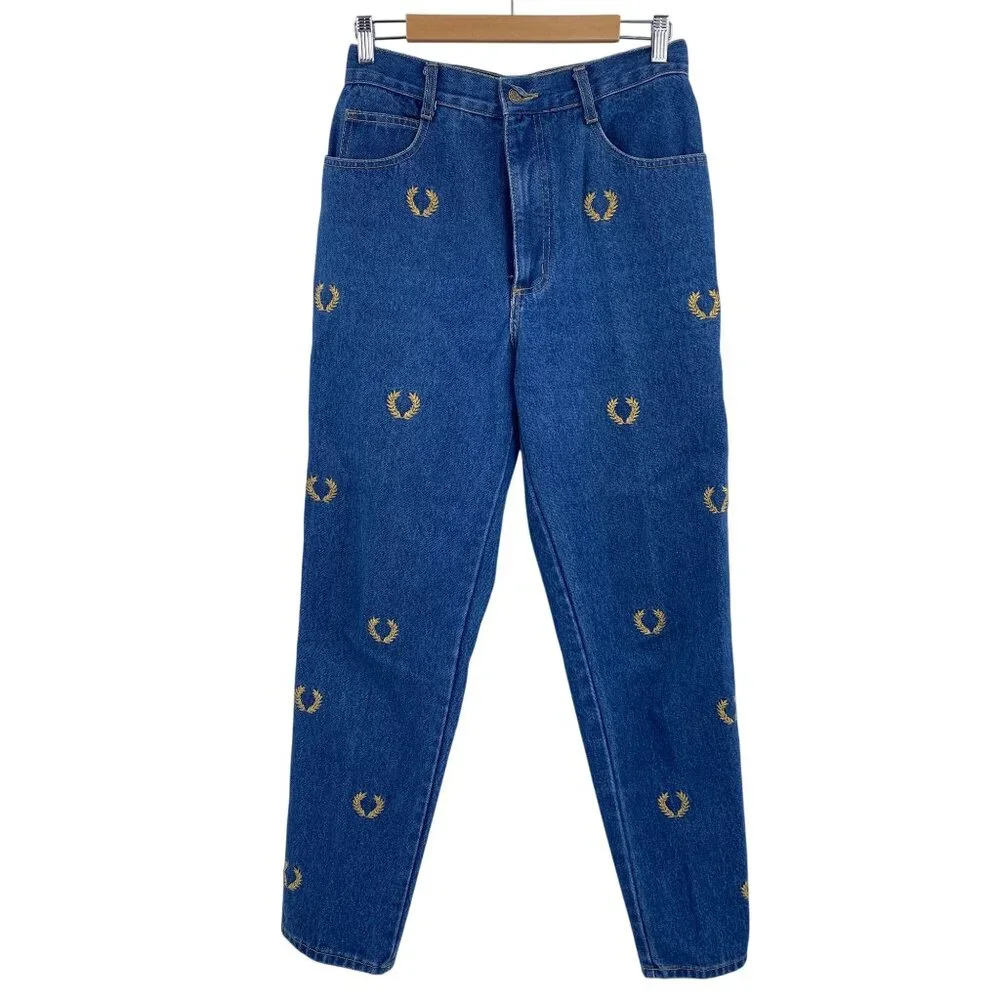 VTG‎ La Costa Spa high waist jeans size 28 waist embroidered tapered leg