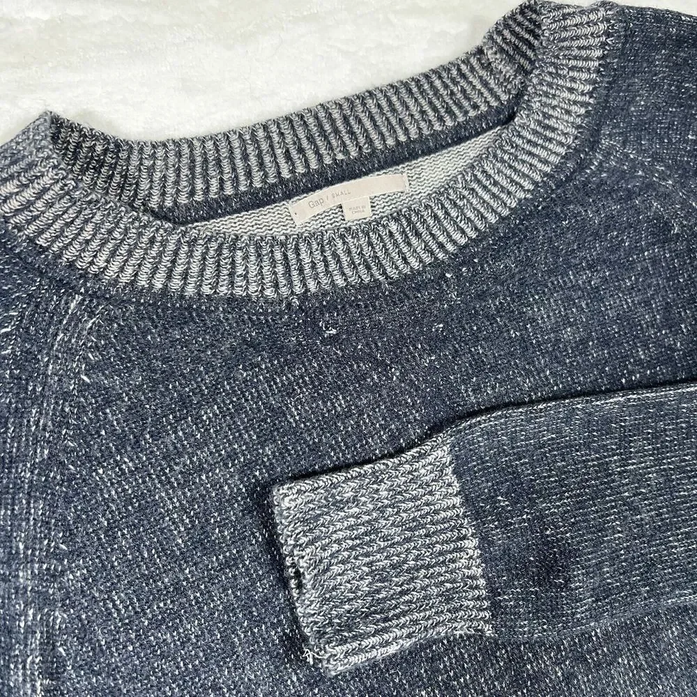Women's Gap Crew Neck Long Sleeve Blue Wool Blend Sweater Small Y2K‎ Gorpcore