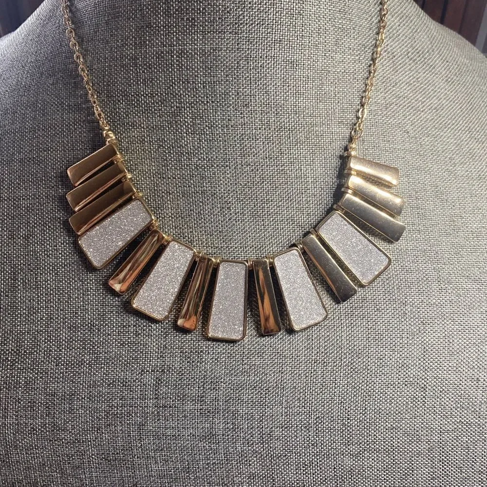 Sparkle & Gold Bar Fringed Necklace