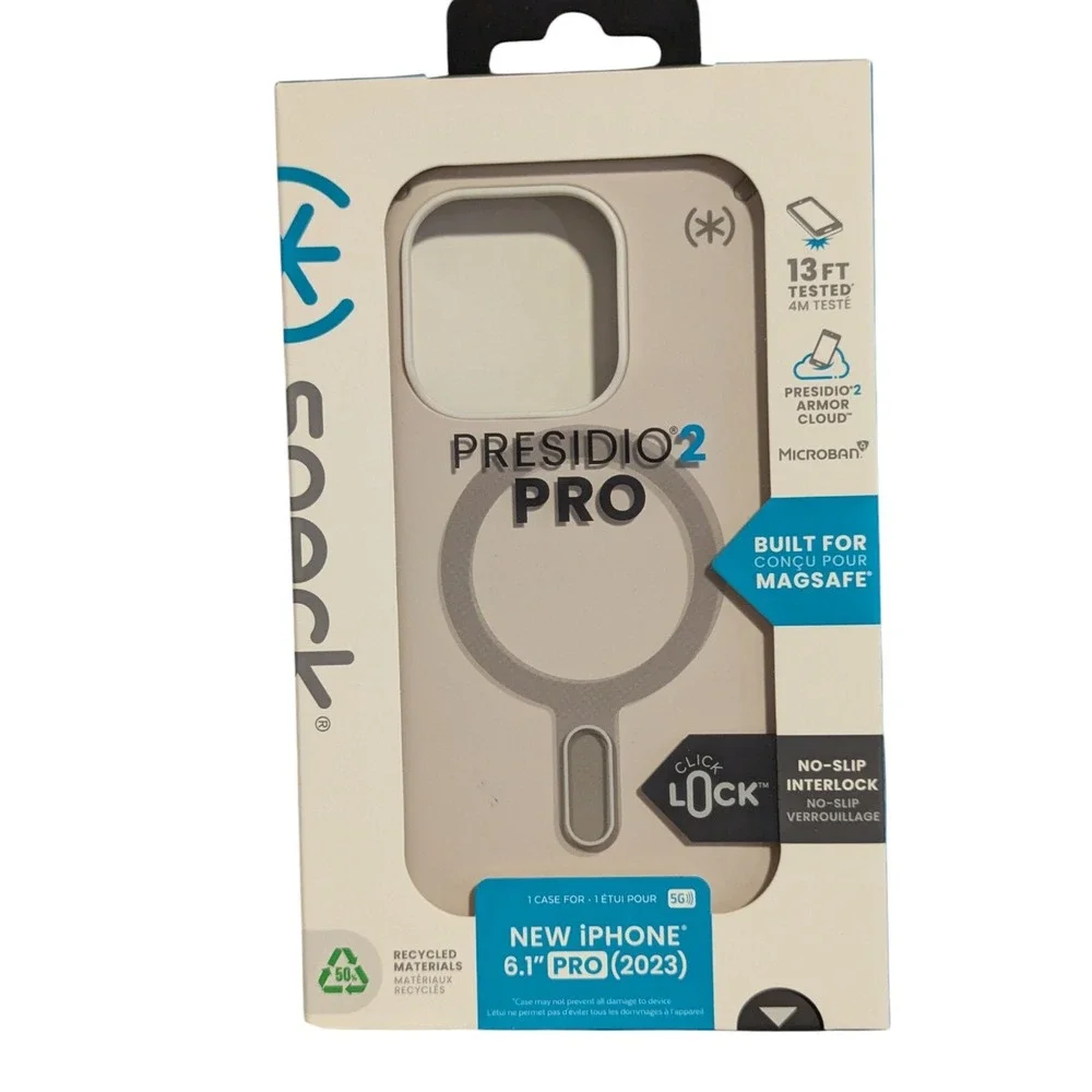 E2-O Speck Presidio2 Pro W/ClickLock&Mag Case for Apple iPhone 15 Pro -Bone/Gray