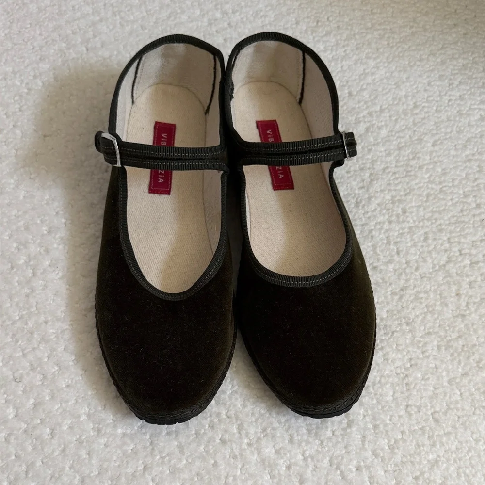 Dark Green Mary Jane Flats with Adjustable Strap