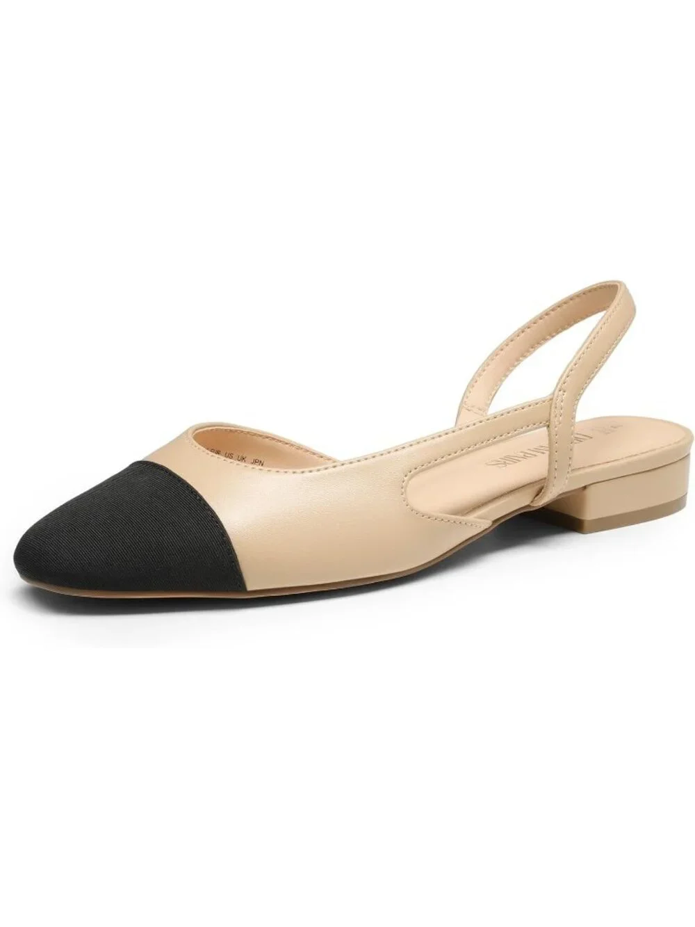 Women's Nude Faux Leather Slingback Square Toe Ballet Dressy Flats Low Heel Shoe