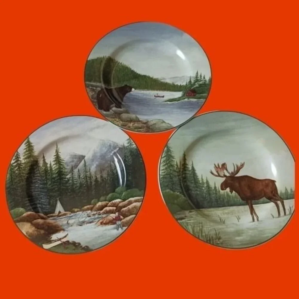 Sakura northwoods stoneware salad dessert plates set of 3