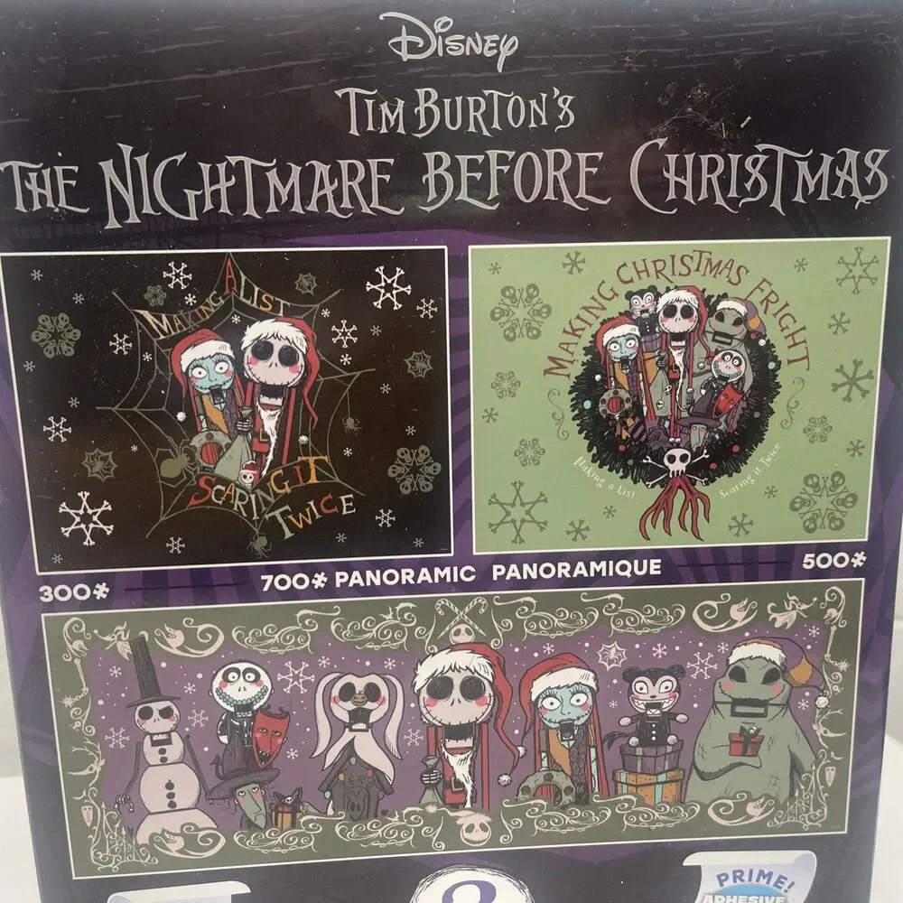 NEW Disney Tim Burton’s 3 Jigsaw Puzzles Poster ‘The Nightmare Before Christmas’